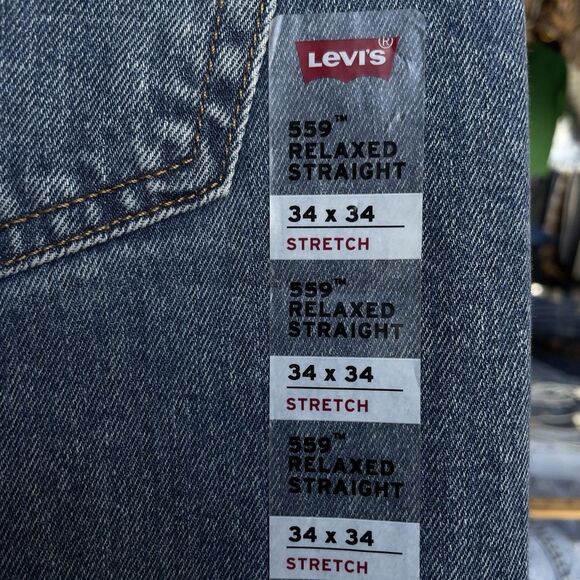Levi’s 559 Relaxed Straight Men’s W34 L34 Stretch Blue Denim Jeans - Picture 5 of 7